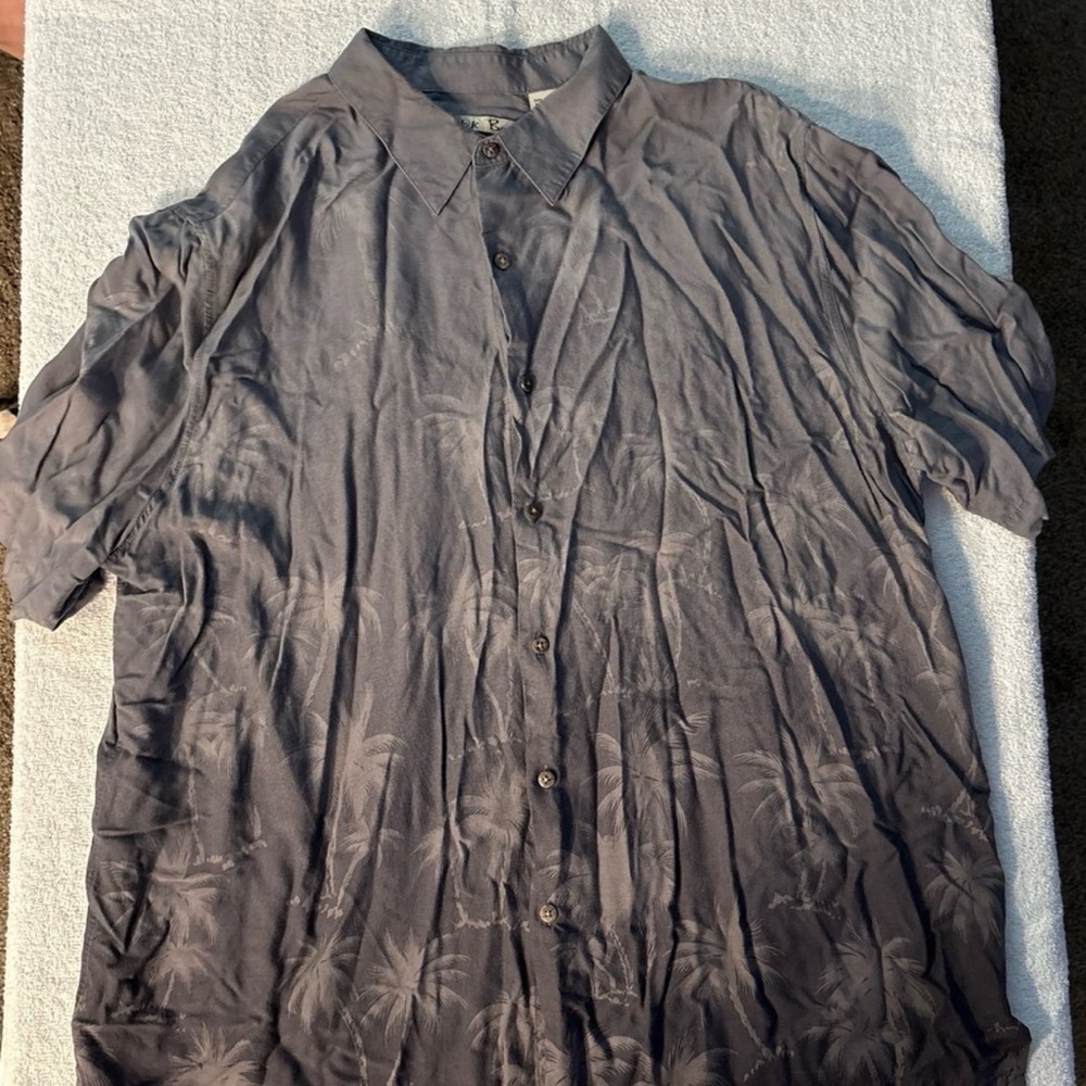 Gray Palm Tree Button-Up Shirt